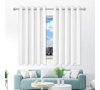 MENGXUAN Cortina para Ventana Dormitorio Visillos 370 x 235 cm Poliéster, 100% Blackout con Ojales Cortina Habitacion Opaca Termica per Camera da Letto e Soggiorno, Blanco