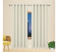 MENGXUAN Cortinas Salon Moderno 100 x 185 cm Poliéster, 100% Blackout con Ojales Visillos Poliéster con Anillas para Dormitorio, Salón, Beige
