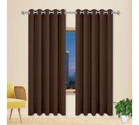 MENGXUAN Cortinas Salon Moderno 140 x 165 cm Poliéster, 100% Blackout con Ojales Visillos Poliéster con Anillas para Dormitorio, Salón, marrón