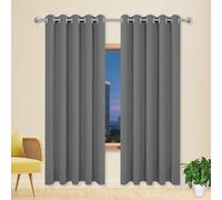 MENGXUAN Cortinas Salon Moderno 200 x 165 cm Poliéster, 100% Blackout con Ojales Visillos Poliéster con Anillas para Dormitorio, Salón, Gris Oscuro