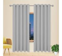 MENGXUAN Cortinas Salon Moderno 300 x 165 cm Poliéster, 100% Blackout con Ojales Visillos Poliéster con Anillas para Dormitorio, Salón, Gris Claro