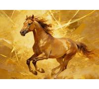 mengzhiyi 11Ct Punto De Cruz Kit Completo Esquemas Caballo Dorado 40X50Cm Kit Punto De Cruz Con Hilos Y Tela Impresa Impreso Completo Principiantes