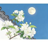 mengzhiyi Kit Punto Croce Prestampato, Flores a la Luz de la Luna Disegni Punto Croce Kit da Ricamare Quadri Quadro,Prestampati Schemi per Principianti Set 11CT 40x50cm