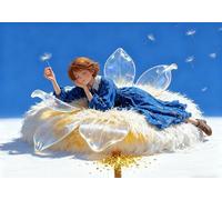 mengzhiyi Kits de Punto de Cruz Estampados, Chica y Flores Patrone Cuadro Kit Punto de Cruz,11CT 40x50cm, Kit de Bordado para Bricolaje