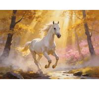 mengzhiyi Punto de Cruz Kit Completo Esquemas, Caballo Blanco Soñador Kit Punto de Cruz con Hilos y Tela Impresa Impreso Completo Cross Stitch Bordado Principiantes 11CT 40x50cm