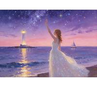 mengzhiyi Punto de Cruz Kit Completo Esquemas, Sueño de Chica Kit Punto de Cruz con Hilos y Tela Impresa Impreso Completo Cross Stitch Bordado Principiantes 11CT 40x50cm