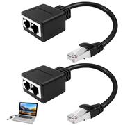 Menibeuty 2 unidades RJ45 Splitter Adapter LAN Ethernet Extender LAN Distribuidor LAN Distribuidor 1 a 2 Divisor Ethernet para Ethernet Cat5 Cat5e Cat6 Cat7 Compatible con Router TV Box PC Laptop PS5
