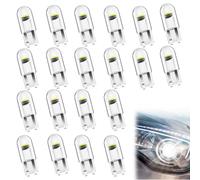 Menibeuty 20 Piezas Ampoule W5W LED, 12 V T10 Bombillas LED Coche Recambio Para Coches, Luz LED Interior Coche Adecuado Para Iluminación Interior Y Exterior De Automóviles(Blanco)