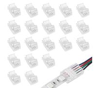 Menibeuty 20 Unidades Connecteur LED, Conector rápido de luz Enchufe Sin Costuras Empalmes Luces, 4 Pin Cable Conector Tira LED Para Tiras Led 10 Mm De Ancho 5 V 12 V 24 V (Transparente)