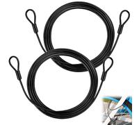 Menibeuty 2pcs Cables de Acero para Candado de Bicicleta 2M x 3mm | Cable Antirrobo de Seguridad con Doble Bucle | Cable de Alambre Recubierto de PVC para Candado en U Motos y Muebles de Jardín