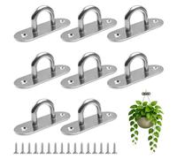Menibeuty 8 piezas Pontet Inox, placa de ojal M5 para suspensión pesada placa de ojal de acero inoxidable, gancho de techo carga en U para toldo, cuerdas y redes decorativas (blanco)