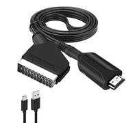 Menibeuty Cable SCART a HDMI, convertidor todo en uno, adaptador SCART a HDMI, convertidor con cable de entrada euroconector y cable HDMI de salida, compatible con HDTV STB VHS X6ox PS3 Sky DVD