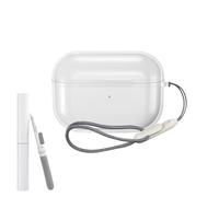 Menibeuty Estuche A1r Pods4, 1 Juego De Estuches A1rpods 4 Ap1e, Estuche Transparente Compatible con Bolígrafo Limpiador, Linda Correa De Cuello con Hebilla Redonda, Correa (Transparente)