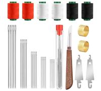 Menibeuty Juego de 37 Agujas de Coser de Ojo Grande, Kit de Costura de Acero Inoxidable con 5 Tamaños, Incluye Enhebradores, Dedales, Cortahilos y 6 Carretes de Hilo, Ideal para Bordado, Zurcido