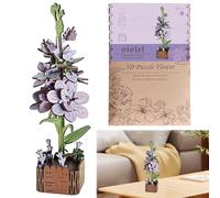 Menibeuty Puzzle 3D DIY Flor, Puzzle 3D Madera Maqueta Madera DIY Kit de Manualidades, Flores Artificiales Maquetas para Construir Adultos para Mujeres en el Día de San Valentín & Cumpleaños