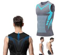 MENIONIC Tourmaline PostureCorrector Vest, 2024 New Ionic Shaping Sleeveless Shir, Posture Corrector, Back Support Vest, Muscle Memory Support Straightener (Gray,Men/Small)