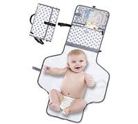 Menions Cambiador portátil de pañales, cambiador de pañales con bolsillos para la cabeza, impermeable, plegable, kit de cambiador para bebés para viajes en casa al aire libre