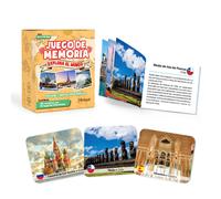 Menique Explore The World Memory Matching Game - Edicin en espaol - 100 cartas (50 pares) con hitos icnicos, pas y bandera - Juego educativo