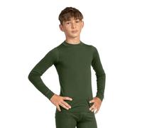 menique Sudadera unisex de manga larga para niños y niñas de merino orgánico, verde oscuro, 6-7 años