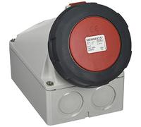 Mennekes 101100146 Bases Murales CEE, Tomas de Corriente, 400 V, 50-60 Hz, 63 A, 5 Polos, IP 67, Rojo