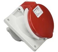 Mennekes 101100243 Bases Semi Empotrables CEE, Tomas de Corriente, 400 V, 50-60 Hz, 32 A, 5 Polos, IP 44, 92 mm x 100 mm Marco, Rojo