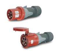 Mennekes - Juego de conectores y acoplamiento CEE (400 V, 63 A, 5 p, IP44)