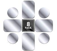 MENNYO Láminas Metálicas 8 Piezas para Soporte iman movil Coche, Reemplazo de Placa de Metal Muy Finas Adhesivo Soporte movil Coche magnético - 4 Redondos y 4 rectángulos
