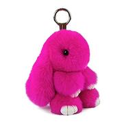 Menocetri Llavero De Conejo Suave Y Esponjoso Llavero Lindo Llavero De Conejo De Peluche Llavero De Conejo De Peluche Llavero De Piel Artificial Llavero Pompón Decoración De Llavero (Rosas (13 cm))