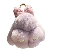 Menocetri Llavero De Conejo Suave Y Esponjoso Llavero Lindo Llavero De Conejo De Peluche Llavero De Conejo De Peluche Llavero De Piel Artificial Llavero Pompón Decoración De Llavero (Morado)