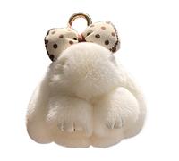 Menocetri Llavero De Conejo Suave Y Esponjoso Llavero Lindo Llavero De Conejo De Peluche Llavero De Conejo De Peluche Llavero De Piel Artificial Llavero Pompón Decoración De Llavero (Beige)