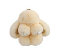 Menocetri Llavero De Conejo Suave Y Esponjoso Llavero Lindo Llavero De Conejo De Peluche Llavero De Conejo De Peluche Llavero De Piel Artificial Llavero Pompón Decoración De Llavero (Beige (18 cm))