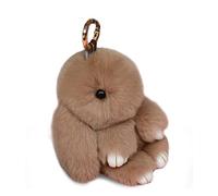 Menocetri Llavero De Conejo Suave Y Esponjoso Llavero Lindo Llavero De Conejo De Peluche Llavero De Conejo De Peluche Llavero De Piel Artificial Llavero Pompón Decoración De Llavero (Caqui (18 cm))