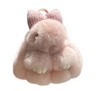 Menocetri Llavero De Conejo Suave Y Esponjoso Llavero Lindo Llavero De Conejo De Peluche Llavero De Conejo De Peluche Llavero De Piel Artificial Llavero Pompón Decoración De Llavero (Rosa claro)