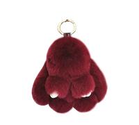 Menocetri Llavero De Conejo Suave Y Esponjoso Llavero Lindo Llavero De Conejo De Peluche Llavero De Conejo De Peluche Llavero De Piel Artificial Llavero Pompón Decoración De Llavero (Vino (13 cm))