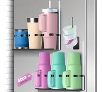 MENOLY Paquete de 2 portavasos magnéticos Stanley para nevera, gabinete, pared, accesorios para vasos Stanley de 30/40 onzas, organizador de botellas de agua con 3 tazas, regalos ideales
