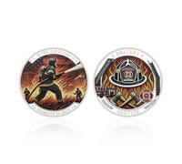 MENOOK Colección de Monedas Conmemorativas Doradas/Plateadas de Bombero Insignia Conmemorativa de Regalo - Plata