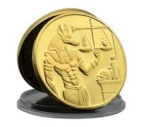 MENOOK Medalla de la Muerte del Antiguo Egipto Anubis Moneda de Bronce Pirámide Moneda de Momia Coleccionables Regalo Conmemorativo - Oro