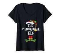 Menopausal Elf Family Matching Christmas Group Funny Camiseta Cuello V