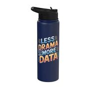 Menos drama Más datos Funny Data Analyst Stainless Steel Insulated Water Bottle