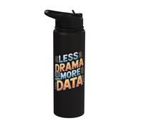 Menos drama Más datos Funny Data Analyst Stainless Steel Insulated Water Bottle