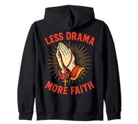 Menos Drama Más Fe Cristiano Manos Rezando Cita Rosario Sudadera con Capucha