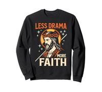 Menos Drama Más Fe Sassy Chill Christian Jesus Retro Art Sudadera
