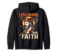 Menos Drama Más Fe Sassy Chill Christian Jesus Retro Art Sudadera con Capucha