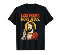 Menos Drama Más Jesús Retro Vintage Christian Faith Art Camiseta