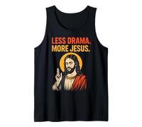 Menos Drama Más Jesús Retro Vintage Christian Faith Art Camiseta sin Mangas