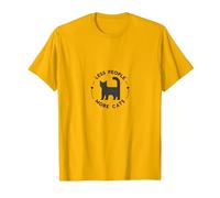 Menos Gente Más Gatos: Amante de los Gatos peculiares, Gato Camiseta, Hombre, Dorado Brillante, XXL