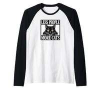 Menos Gente más Gatos - Gato introvertido Divertido Camiseta Manga Raglan