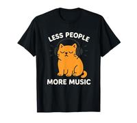 Menos Gente más música Auriculares Cat Cita introvertida Camiseta