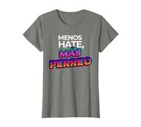 Menos Hate mas Perreo Reggaeton Camiseta, Mujer, Verde Militar Jaspeado, XL