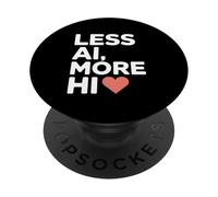 Menos IA Más HI - Cita del corazón de conexión humana PopSockets PopGrip Adhesivo
